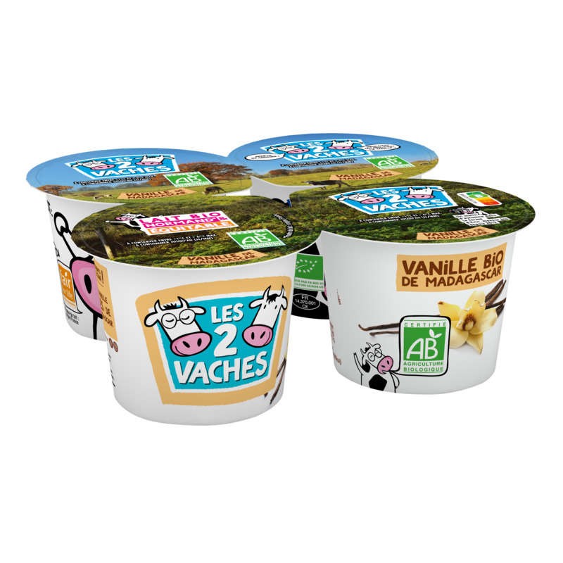 LES 2 VACHES Crème vanille Bio 4x115g