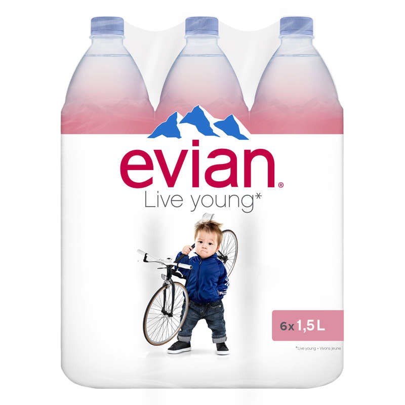 EVIAN Eau minérale naturelle - Plate 6x1.5L